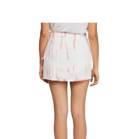 Free People Wrap Linen Skirt Pink Tie Dye - Picture 2 of 6